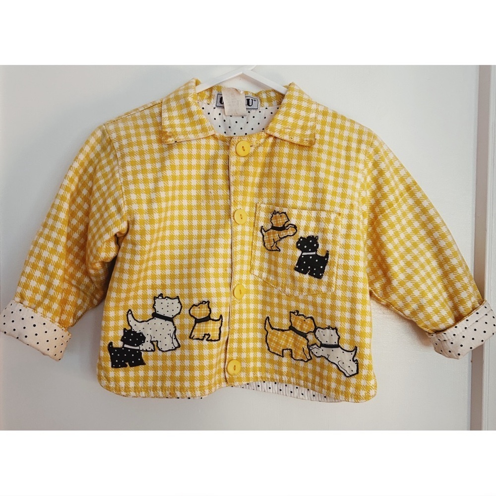 Vintage Chalu Gingham Jacket with Scotty Dogs Size 12 M